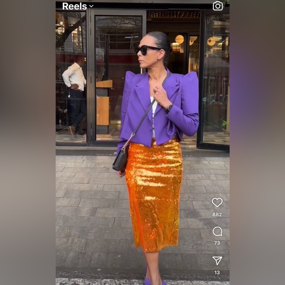 ZARA SEQUIN KNIT SKIRT - Picture 5 of 12